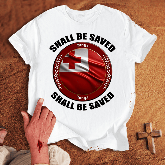Tonga Shall Be Saved T Shirt - Sport Grey 2XL | Biblical & Scripture Inspired Apparel | Jesus Monk