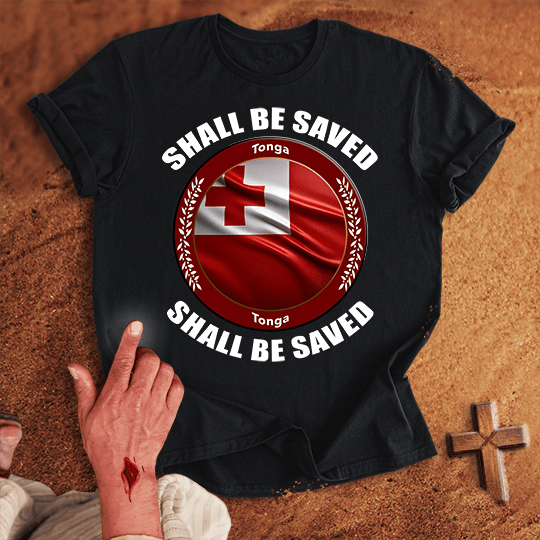 Tonga Shall Be Saved T Shirt - Sport Grey 3XL | Biblical & Scripture Inspired Apparel | Jesus Monk
