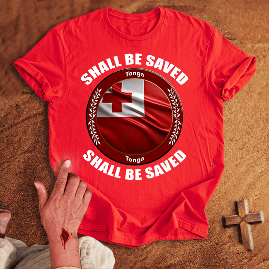 Tonga Shall Be Saved T Shirt - Sport Grey M | Biblical & Scripture Inspired Apparel | Jesus Monk