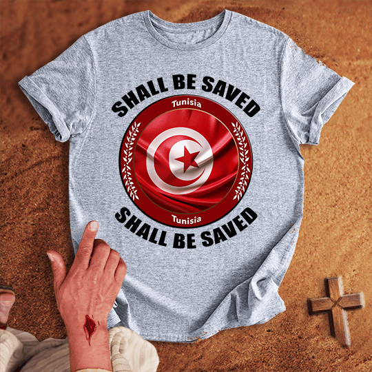 Tunisia Shall Be Saved T Shirt - Red 2XL | Biblical & Scripture Inspired Apparel | Jesus Monk