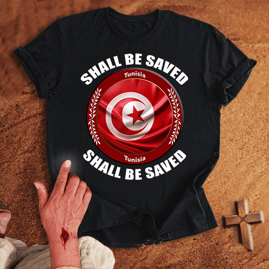 Tunisia Shall Be Saved T Shirt - Red 3XL | Biblical & Scripture Inspired Apparel | Jesus Monk