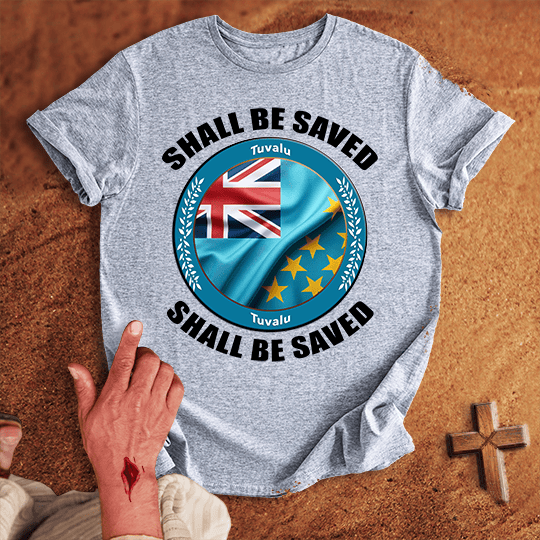 Tuvalu Shall Be Saved T Shirt - Tropical Blue M | Biblical & Scripture Inspired Apparel | Jesus Monk