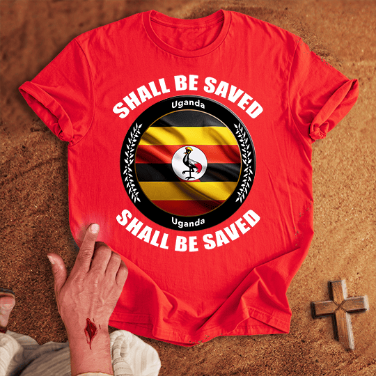 Uganda Shall Be Saved T Shirt - Sand S | Biblical & Scripture Inspired Apparel | Jesus Monk