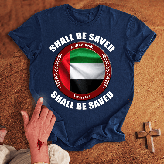 United Arab Emirates Shall Be Saved T Shirt - Black 3XL | Biblical & Scripture Inspired Apparel | Jesus Monk