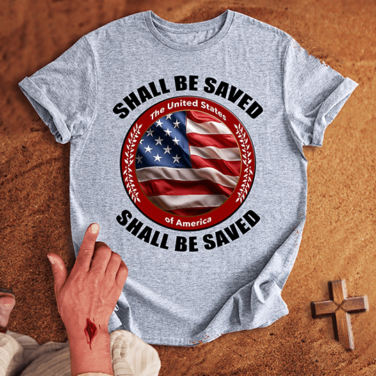 United States Of America Shall Be Saved T Shirt - Navy XL | Biblical & Scripture Inspired Apparel | Jesus Monk
