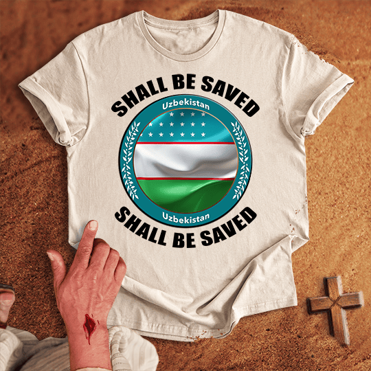 Uzbekistan Shall Be Saved T Shirt - Tropical Blue M | Biblical & Scripture Inspired Apparel | Jesus Monk
