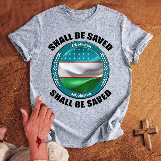 Uzbekistan Shall Be Saved T Shirt - Tropical Blue XL | Biblical & Scripture Inspired Apparel | Jesus Monk
