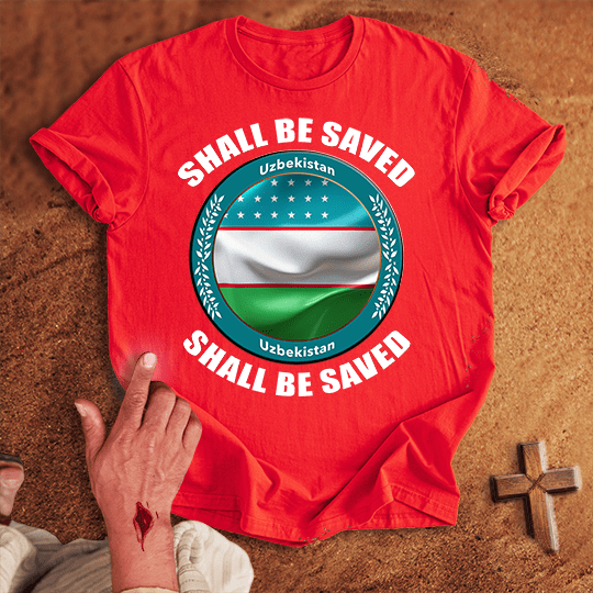 Uzbekistan Shall Be Saved T Shirt - Sand M | Biblical & Scripture Inspired Apparel | Jesus Monk