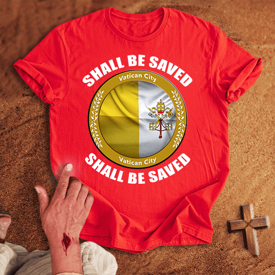 Vatican City Shall Be Saved T Shirt - Navy S | Biblical & Scripture Inspired Apparel | Jesus Monk
