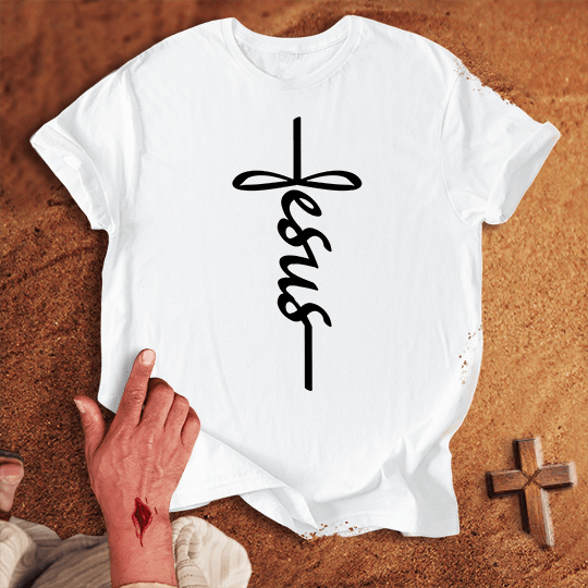 Jesus Word Cross T Shirt - Red XL | Biblical & Scripture Inspired Apparel | Jesus Monk