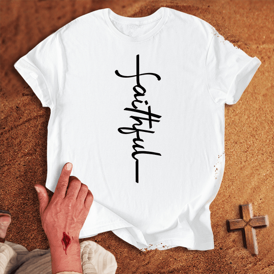 Faithful Word Cross T Shirt - Sand 2XL | Biblical & Scripture Inspired Apparel | Jesus Monk