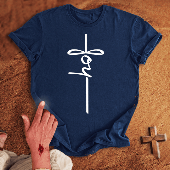 Joy Word Cross T Shirt - Tropical Blue S | Biblical & Scripture Inspired Apparel | Jesus Monk