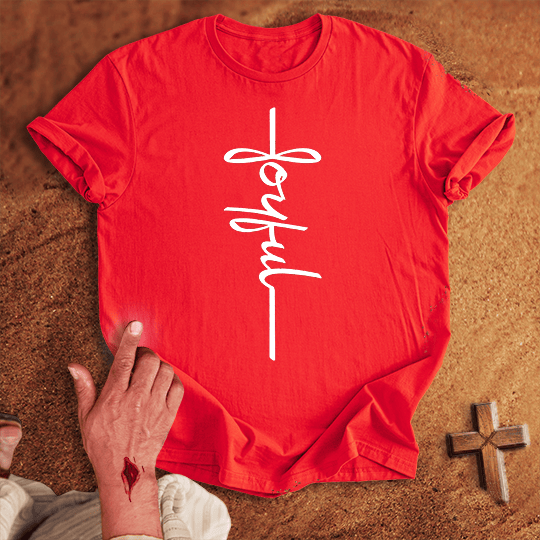 Joyful Word Cross T Shirt - Sand S | Biblical & Scripture Inspired Apparel | Jesus Monk