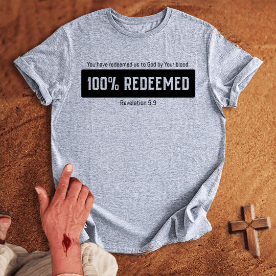 100 Redeemed T Shirt - Red M | Biblical & Scripture Inspired Apparel | Jesus Monk