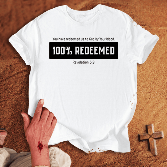 100 Redeemed T Shirt - Red 2XL | Biblical & Scripture Inspired Apparel | Jesus Monk
