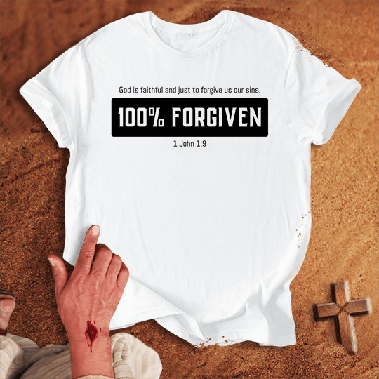 100 Forgiven T Shirt - Sport Grey XL | Biblical & Scripture Inspired Apparel | Jesus Monk
