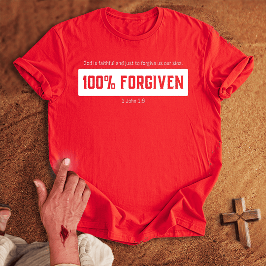 100 Forgiven T Shirt - Navy M | Biblical & Scripture Inspired Apparel | Jesus Monk