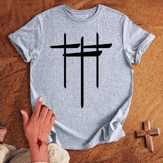 3 Crosses T Shirt - Military Green XL | Biblical & Scripture Inspired Apparel | Jesus Monk