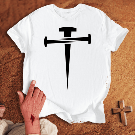 Nail Cross T Shirt - Red L | Biblical & Scripture Inspired Apparel | Jesus Monk