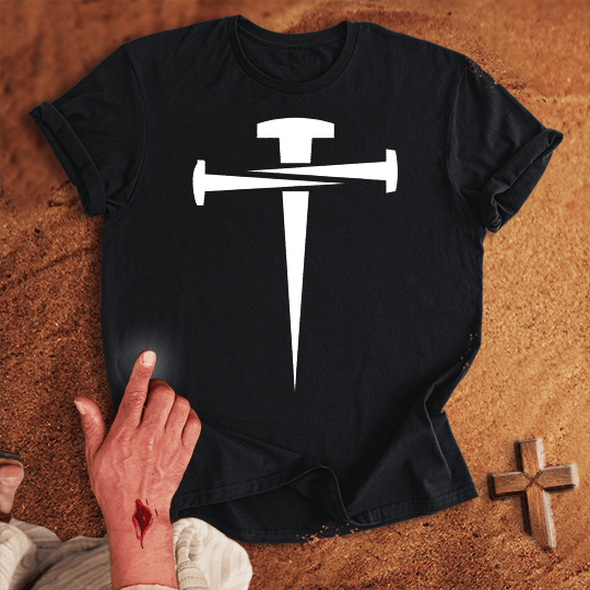Nail Cross T Shirt - Red XL | Biblical & Scripture Inspired Apparel | Jesus Monk