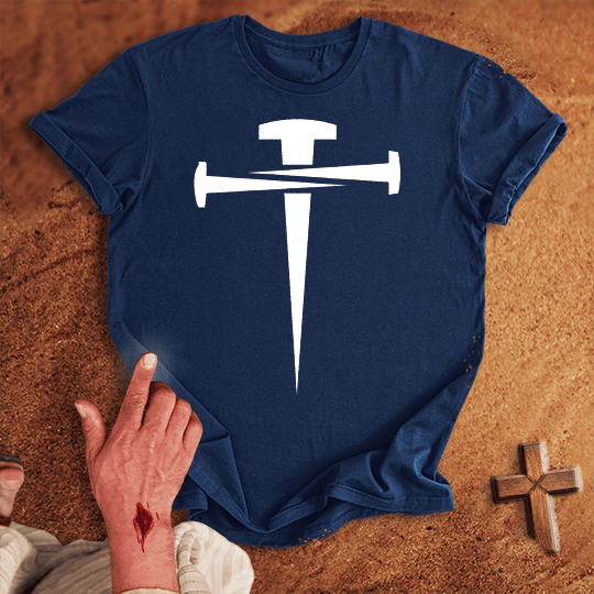Nail Cross T Shirt - Sport Grey S | Biblical & Scripture Inspired Apparel | Jesus Monk