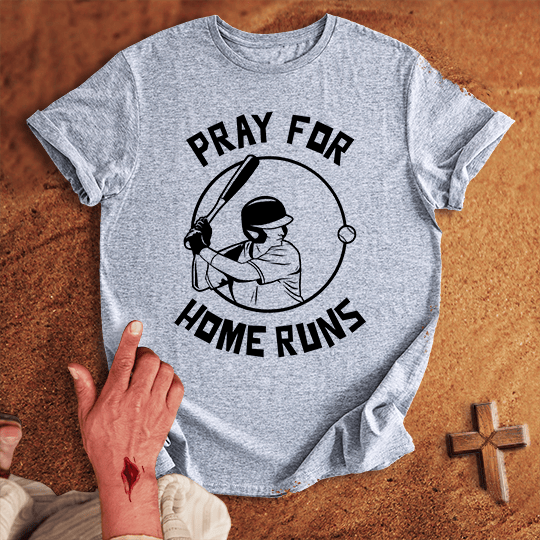 Pray For Baseball Homeruns T Shirt - Red M | Biblical & Scripture Inspired Apparel | Jesus Monk