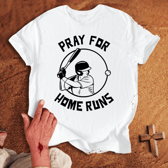 Pray For Baseball Homeruns T Shirt - Red 2XL | Biblical & Scripture Inspired Apparel | Jesus Monk
