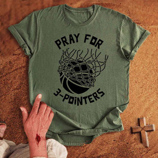 Pray For Basketball 3 Pointers T Shirt - Black M | Biblical & Scripture Inspired Apparel | Jesus Monk