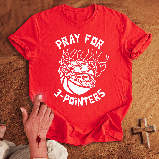 Pray For Basketball 3 Pointers T Shirt - Military Green S | Biblical & Scripture Inspired Apparel | Jesus Monk