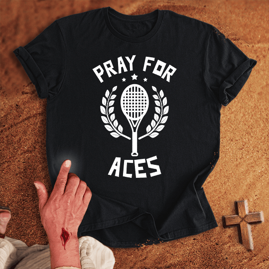 Pray For Tennis Aces T Shirt - White 3XL | Biblical & Scripture Inspired Apparel | Jesus Monk
