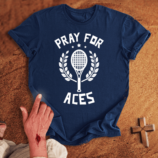 Pray For Tennis Aces T Shirt - Red S | Biblical & Scripture Inspired Apparel | Jesus Monk