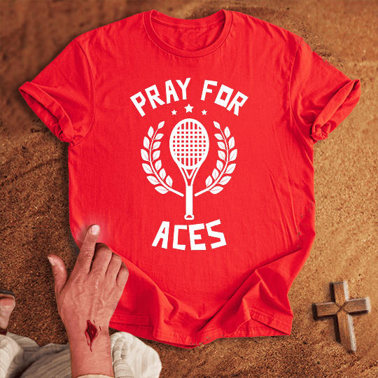 Pray For Tennis Aces T Shirt - White M | Biblical & Scripture Inspired Apparel | Jesus Monk