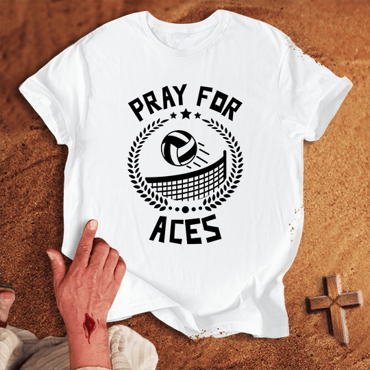 Pray For Volleyball Aces T Shirt - Sport Grey 2XL | Biblical & Scripture Inspired Apparel | Jesus Monk