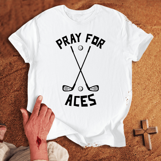 Pray For Golf Aces T Shirt - Navy M | Biblical & Scripture Inspired Apparel | Jesus Monk