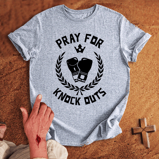 Pray For Boxing Knockouts T Shirt - Military Green XL | Biblical & Scripture Inspired Apparel | Jesus Monk