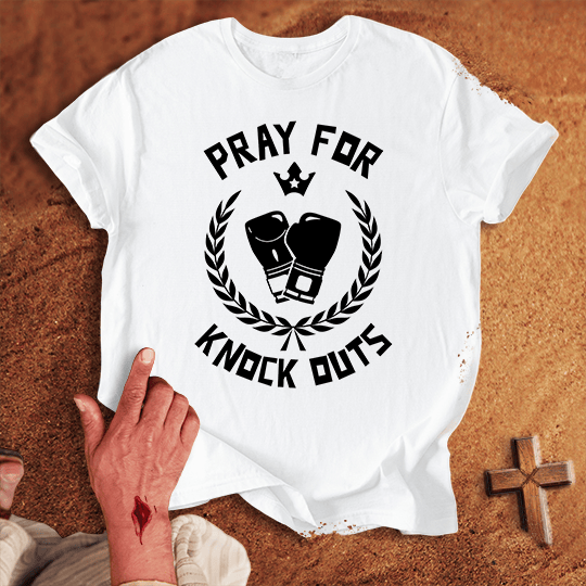 Pray For Boxing Knockouts T Shirt - Military Green 2XL | Biblical & Scripture Inspired Apparel | Jesus Monk