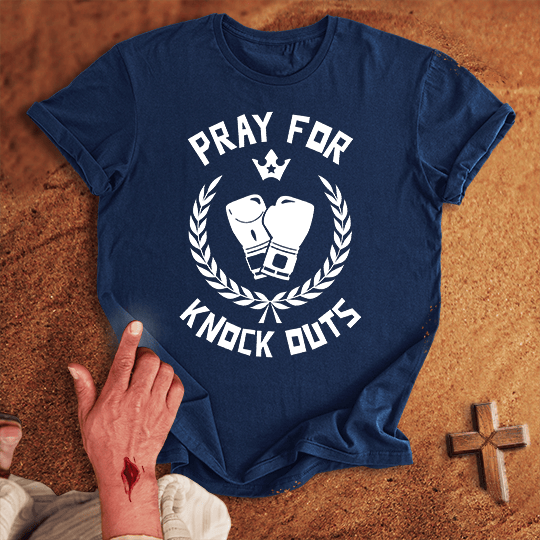 Pray For Boxing Knockouts T Shirt - Red S | Biblical & Scripture Inspired Apparel | Jesus Monk