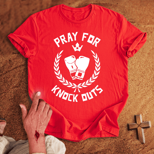 Pray For Boxing Knockouts T Shirt - Military Green M | Biblical & Scripture Inspired Apparel | Jesus Monk