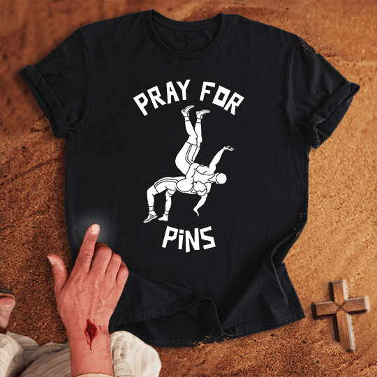 Pray For Wrestling Pins T Shirt - White 3XL | Biblical & Scripture Inspired Apparel | Jesus Monk