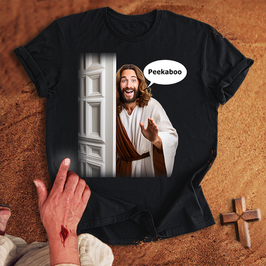 Comical Jesus Peekaboo T-shirt