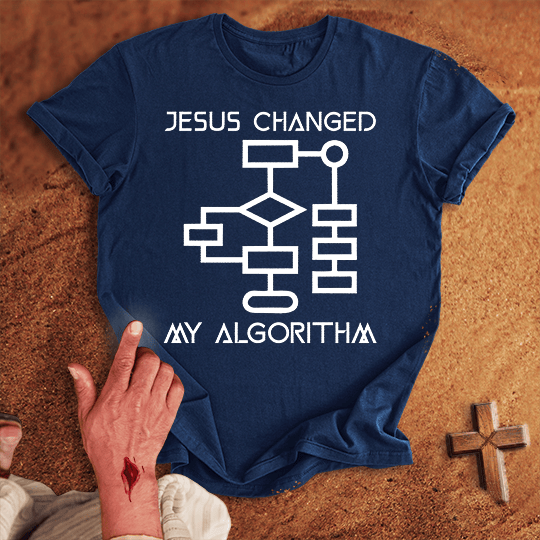 Jesus Changed My Algorithm T Shirt - White S | Biblical & Scripture Inspired Apparel | Jesus Monk