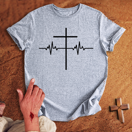 ECG Heart Line Cross T-shirt