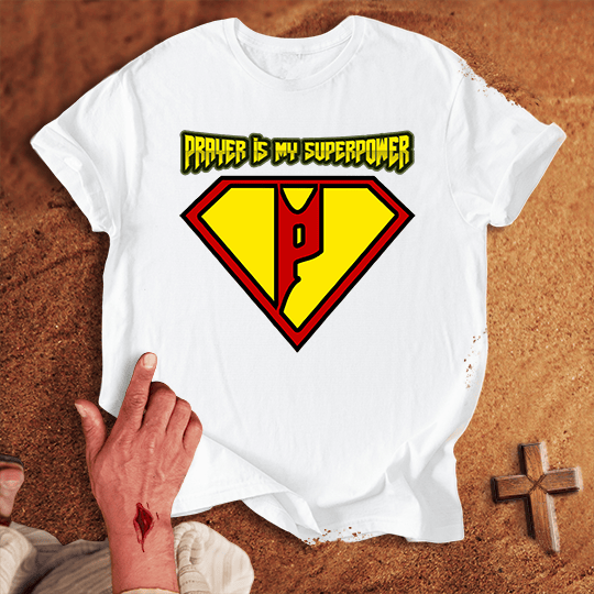 Prayer Is My Superpower T Shirt - Black M | Biblical & Scripture Inspired Apparel | Jesus Monk