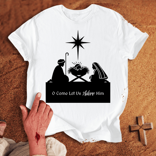 Silohette Nativity T Shirt - Red M | Biblical & Scripture Inspired Apparel | Jesus Monk