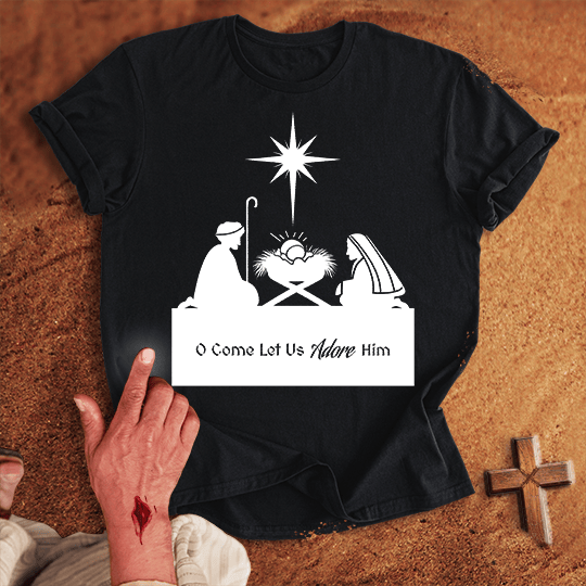 Silohette Nativity T Shirt - Red 3XL | Biblical & Scripture Inspired Apparel | Jesus Monk