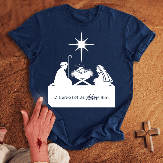 Silohette Nativity T Shirt - White S | Biblical & Scripture Inspired Apparel | Jesus Monk