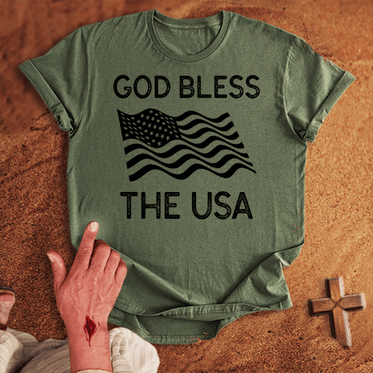 God Bless The Usa T Shirt - Navy M | Biblical & Scripture Inspired Apparel | Jesus Monk