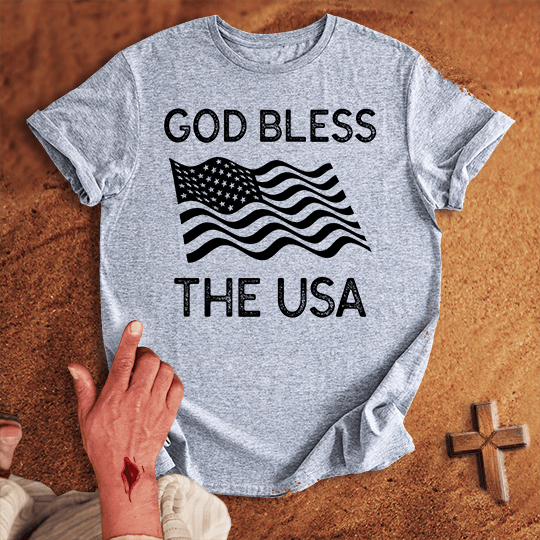 God Bless The Usa T Shirt - Navy XL | Biblical & Scripture Inspired Apparel | Jesus Monk