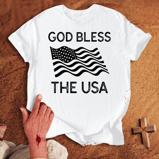God Bless The Usa T Shirt - Navy 2XL | Biblical & Scripture Inspired Apparel | Jesus Monk