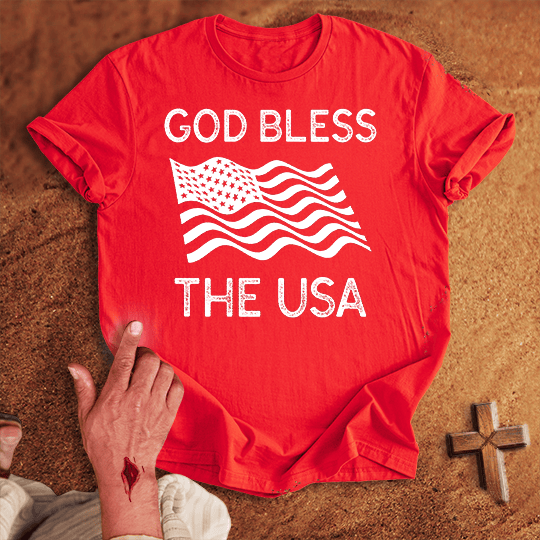 God Bless The Usa T Shirt - Military Green S | Biblical & Scripture Inspired Apparel | Jesus Monk